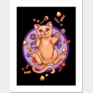 Halloween Candy Cat Posters and Art